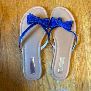 INC blue bow sandals